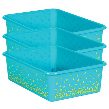 Teal Confetti Large Plastic Storage Bin, PK3